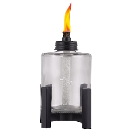 Lamplight TIKI Black/Clear Glass/Metal 6.5 in. Elevated Tabletop Torch 1 pc 1120062
